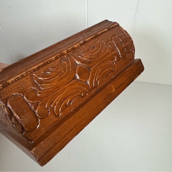 Vintage Handcrafted Boho Carved Wooden Tissue Box Holder Cover - Picture 8 of 16